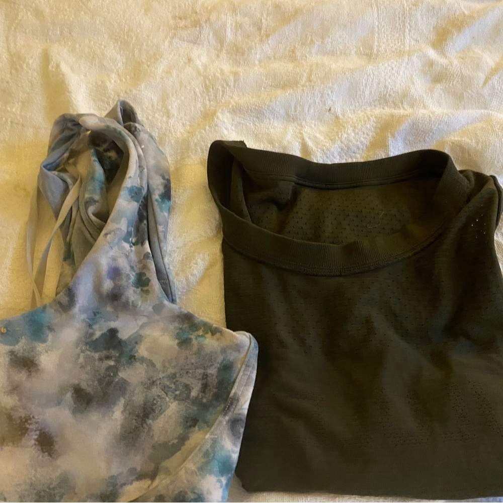 lululemon athletica Black and Blue Tie-Dye Muscle Tees